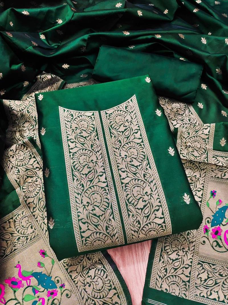 Banarasi Paithani Unstitched Dress Material