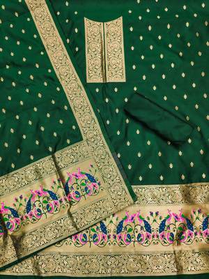 banarasi paithani unstitched dress material 3