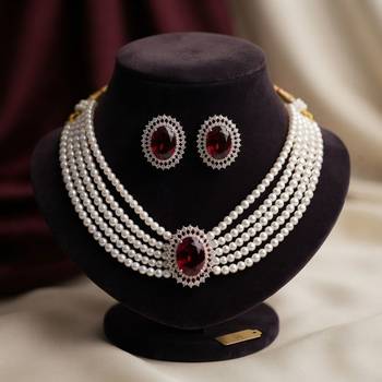 Classic ruby red color stone necklace set created specially for wedding guests 1