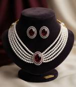 Classic ruby red color stone necklace set created specially for wedding guests