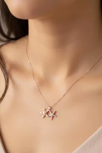 Rose gold color stainless steel rose gold plated anti tarnish necklace for women