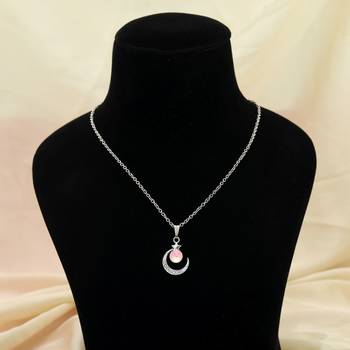 Pretty pastel pink color anti tarnish necklace specially made for daily casual wear 2