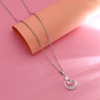 Soft powder light pink color anti tarnish necklace designed for delicate styling 1