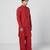 Tabasco red embroidered cotton jute kurta jacket set