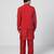 Tabasco red embroidered cotton jute kurta jacket set