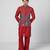 Tabasco red embroidered crepe and silk chanderi kurta jacket set
