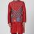Tabasco red embroidered crepe and silk chanderi kurta jacket set