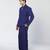 Blue embroidered thick jute and organza coat set