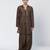 Dark olive brown embroidered chanderi silk kurta pant set