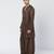 Dark olive brown embroidered chanderi silk kurta pant set