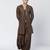 Dark olive brown embroidered chanderi silk kurta pant set