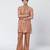 Copper biscoff embroidered chanderi silk and organza kurta pant with dupatta stole