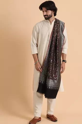 Floral woven design acrylic shawl