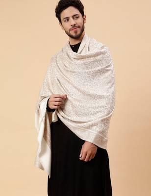 Men woven design fringed acrylic wool shawl 3