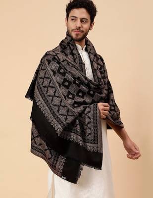 Geometric woven design acrylic & woollen shawl 1