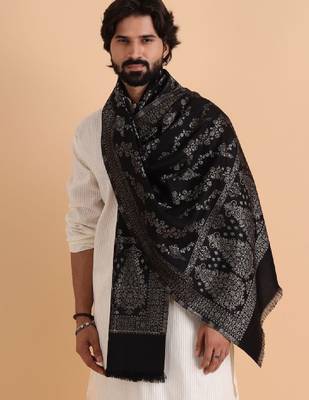 Floral woven design acrylic kashmiri shawl 4