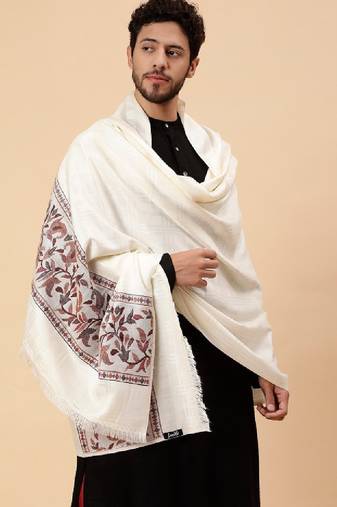 Floral woven design acrylic shawl