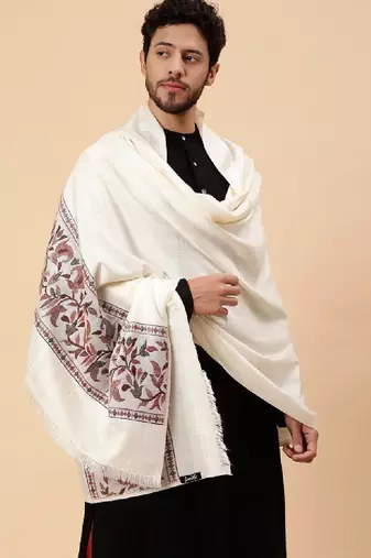 Floral woven design acrylic shawl