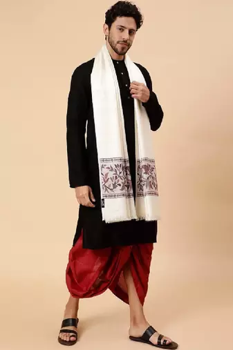 Floral woven design acrylic shawl