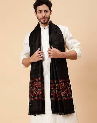 Floral woven design acrylic & wool shawl 1