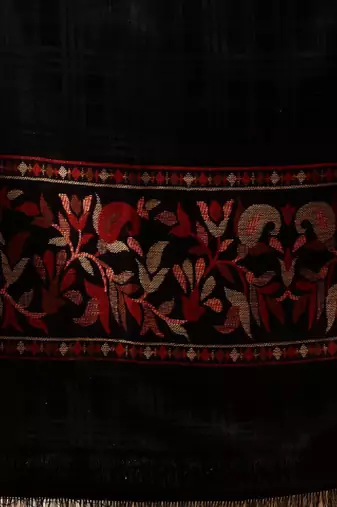 Floral woven design acrylic & wool shawl