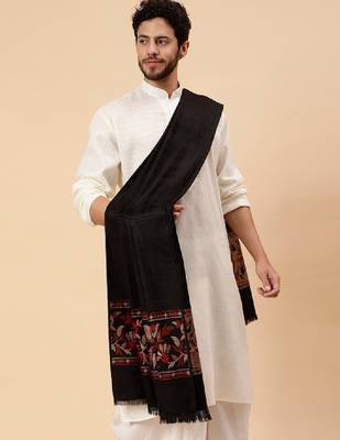 Floral woven design acrylic & wool shawl 3