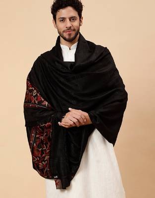 Floral woven design acrylic & wool shawl 4