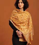 Women ethnic kashmiri kani design shawl with fringed border
