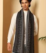 Men self design geometric pattern soft woolen muffler