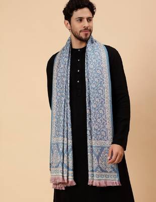 Men floral woven design woollen shawl 1