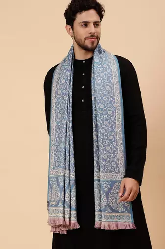 Men floral woven design woollen shawl