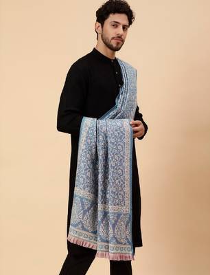 Men floral woven design woollen shawl 3