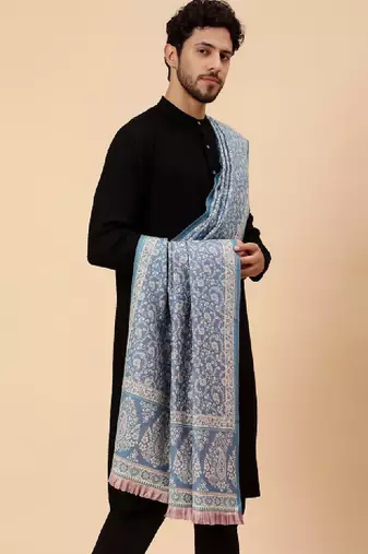 Men floral woven design woollen shawl