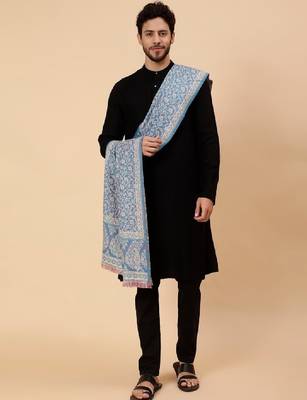 Men floral woven design woollen shawl 4