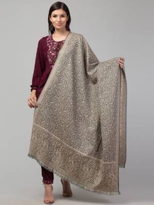 Floral woven design pure woolen shawl 3