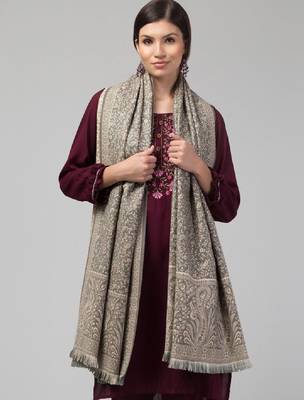 Floral woven design pure woolen shawl 4