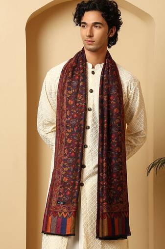 Men woven design floral stole
