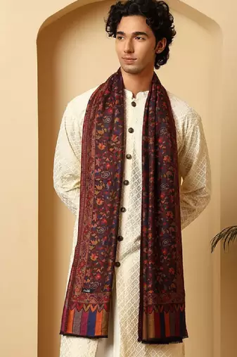 Men woven design floral stole
