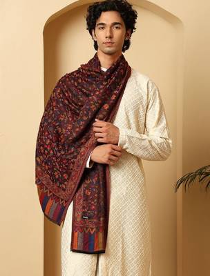 Men woven design floral stole 2