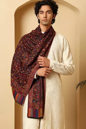 Men woven design floral stole