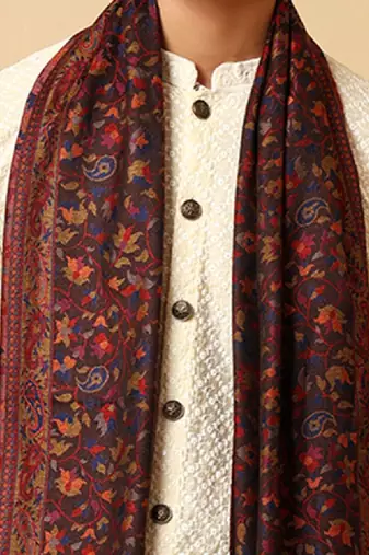 Men woven design floral stole
