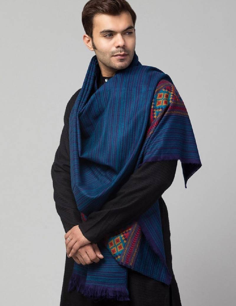 Kullu woven design acrylic shawl