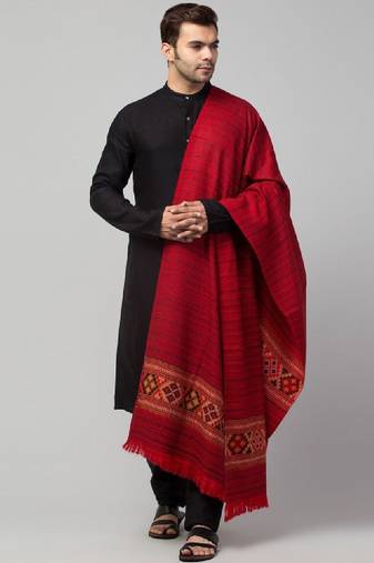 Ethnic motif woven design acrylic shawl