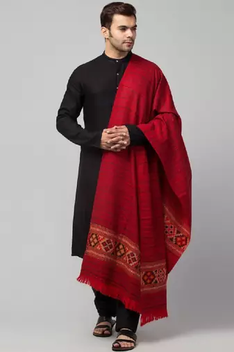 Ethnic motif woven design acrylic shawl