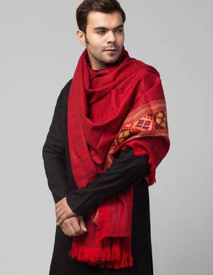 Ethnic motif woven design acrylic shawl 2