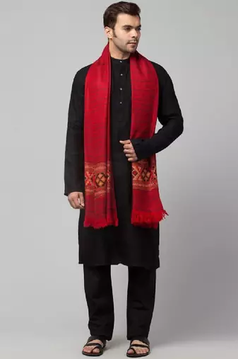 Ethnic motif woven design acrylic shawl
