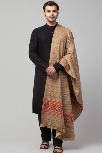 Woven design acrylic wool shawl