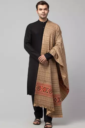 Woven design acrylic wool shawl