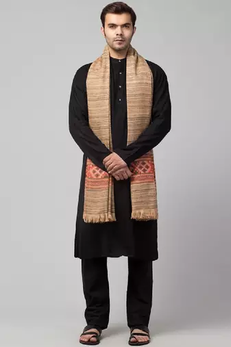 Woven design acrylic wool shawl
