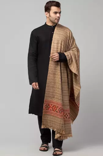 Woven design acrylic wool shawl